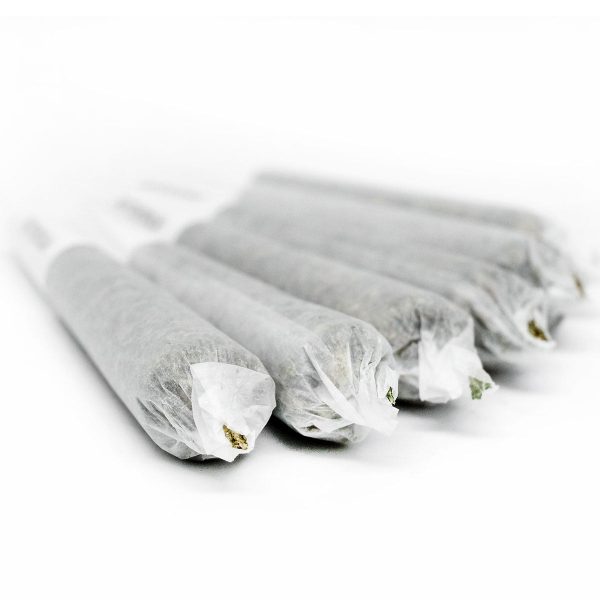 A bunch of cheap Pre Rolls-10 Regular marijuana on a white background at a 24 hour dispensary near me.