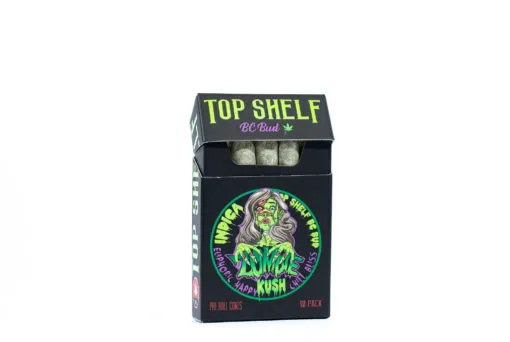 A 10-pack of Top Shelf 0.5 Grams Pre-Rolls showcased on a white background at a top notch dispensary.
