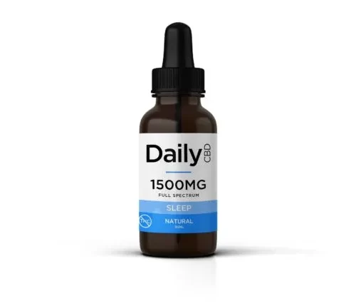 En flaska prisvärd Full Spectrum CBD-tinktur 1500 mg på en vit bakgrund från Nectar-apotek.