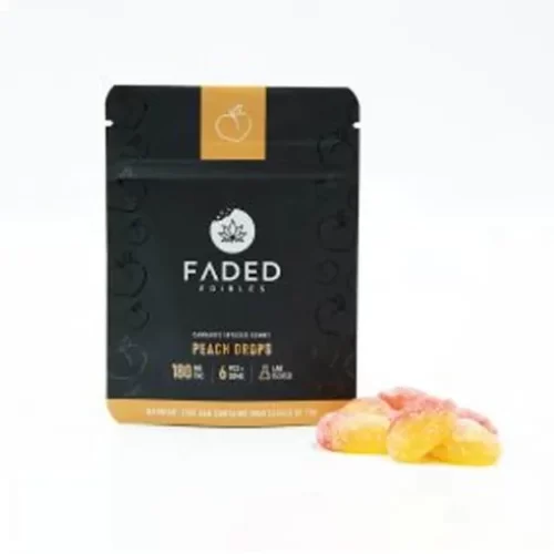 A bag of Faded Cannabis Edibles on a white background available at nectar dispensaries.