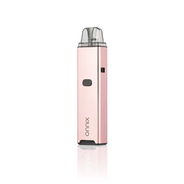 Eine rosa E-Zigarette auf einem einfachen weißen Hintergrund.