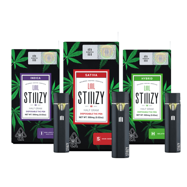 Three packages of STIIIZY LIIIL DISPOSABLES POD vapes from a top notch dispensary.