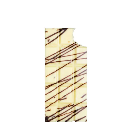 A Ganja Baked: White Chocolate Bar Marble with chocolate drizzle on it available at a cheap dispensary near me.