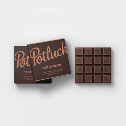 A chocolate bar with 300mg THC from the top notch dispensary, Potluck Chocolates.